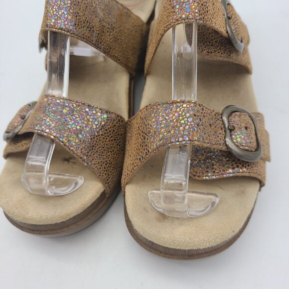 Dansko Sophie Shoes Womens 39 US Size 8.5 to 9 Tan Silver Iridescent Leather - Picture 3 of 14